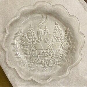 Frosted Glass Winter Candy Or Serving Dish